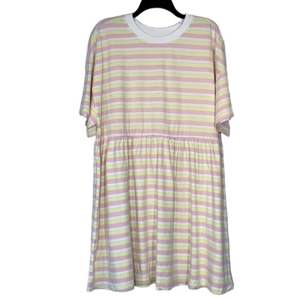 BP.  Babydoll Organic Cotton Dress in Pink- Mia Stripe - Picture 2 of 11